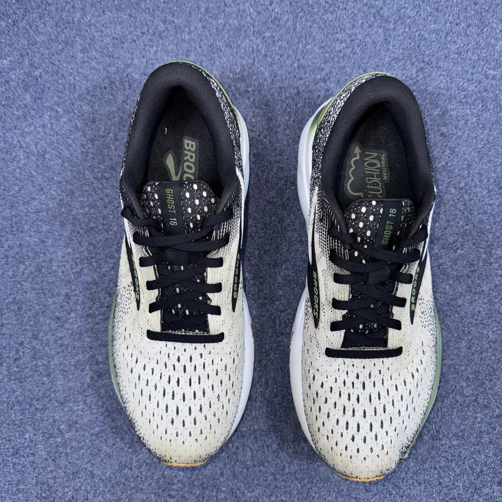 Brooks Ghost 16 Mens Size 8.5 Running Shoes White Green Black 1104181D192